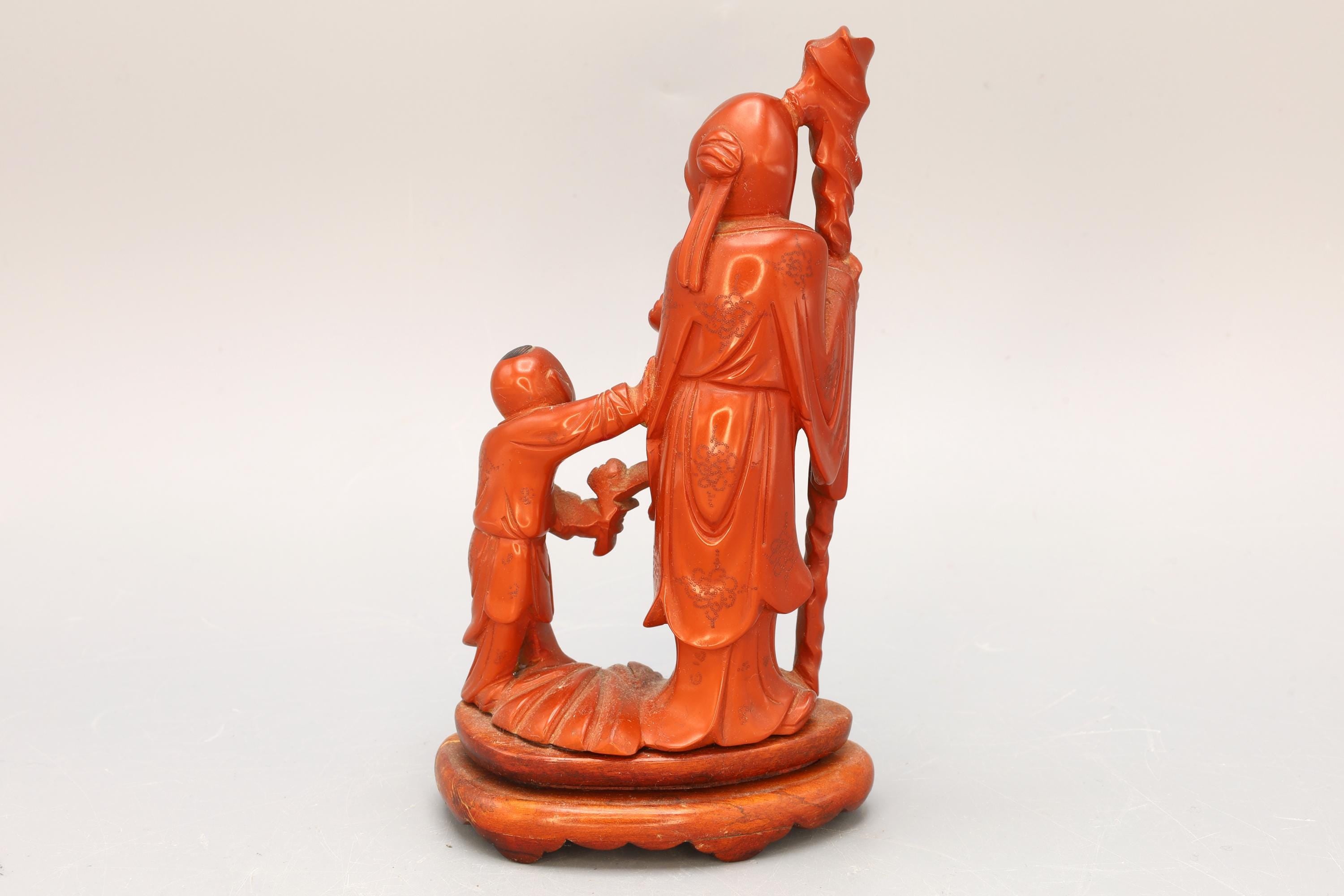 Japanese Hand Carved Wood Figure With An Old Scholar And A Young Companion Student, A Child Pupil, Buddhist Oriental Arts And Crafts