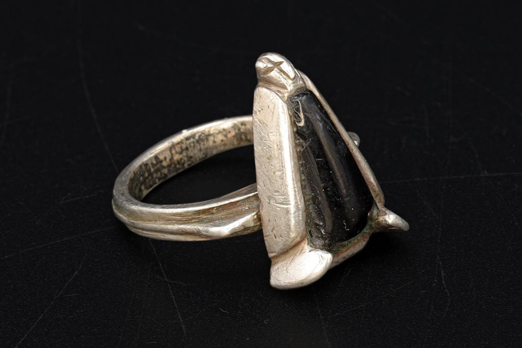 Antique 1940s High Grade Silver Moroccan Berber Ring Size 5 1/2, Ethnic Folk Jewelry, Tribal Imazighen North African Amulet Talisman