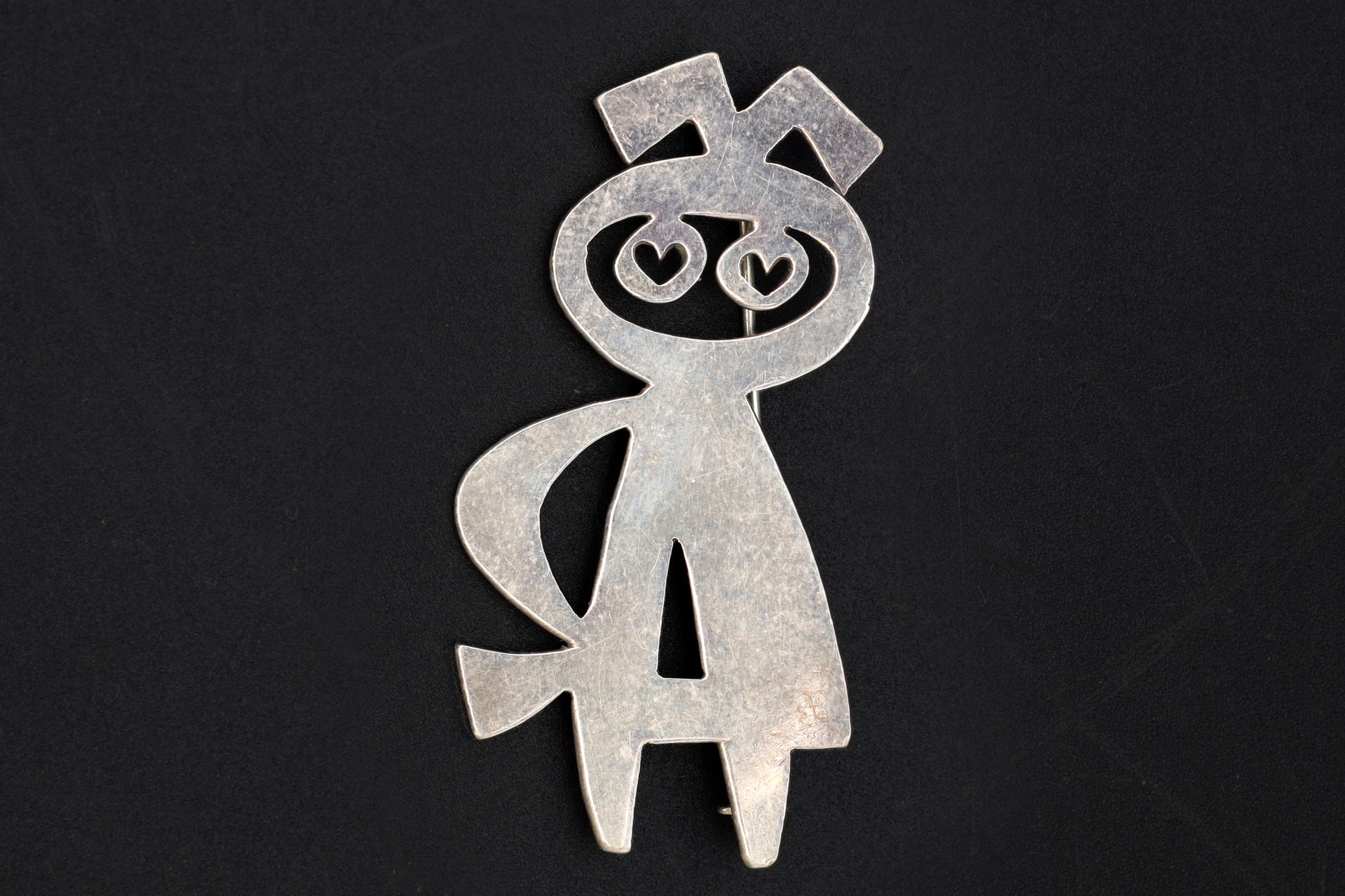 Mik Stousland, Brooch Pin, Vintage Handmade Jewelry, Sterling Silver Cut Out Abstract Designs, Woman Girl, Modernist Fashion Accessories