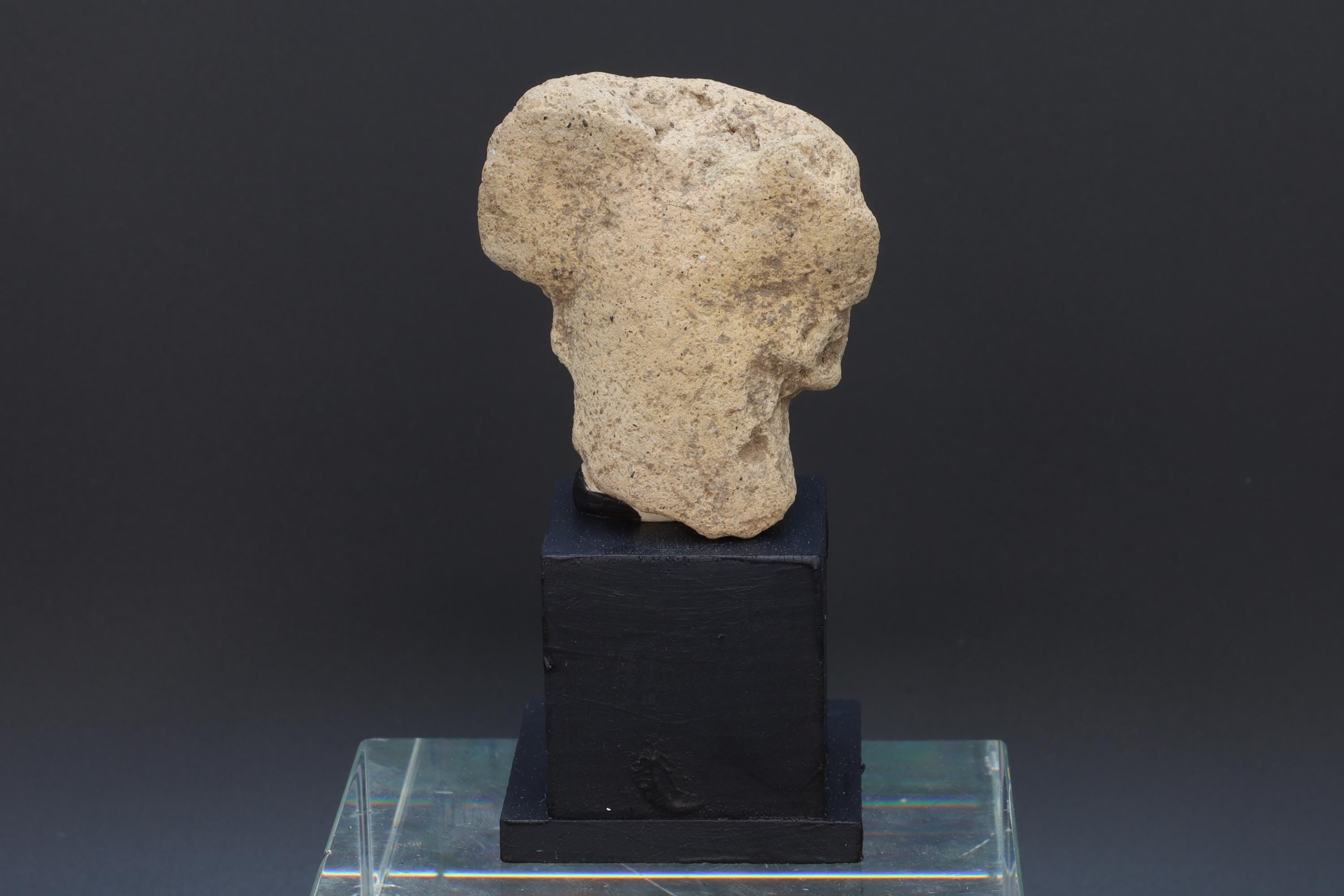 Ancient Huastec Head Figure, Circa 300AD Panuco River Area Style, Veracruz PreColumbian Ceramic Idol Figure On Stand, Prehispanic Mexico