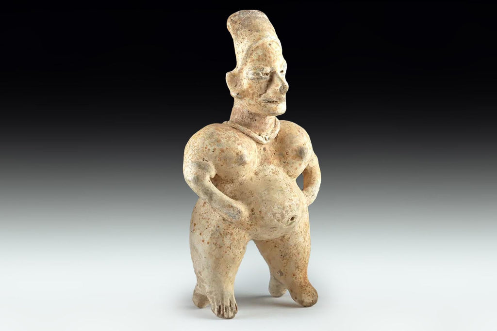 Ancient Ameca Style, Pre-Columbian Ceramic Figure Of A Pregnant Woman. West Mexico, Jalisco Shaft Tomb, Circa 300 BCE To 300 AD Antiquities
