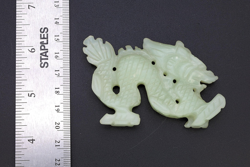 Chinese Dragon Figure Amulet, Carved Stone Mythological Animals, Two Sided Amulet With Celestial Dragon, Feng Shui, Oriental Asian Decor