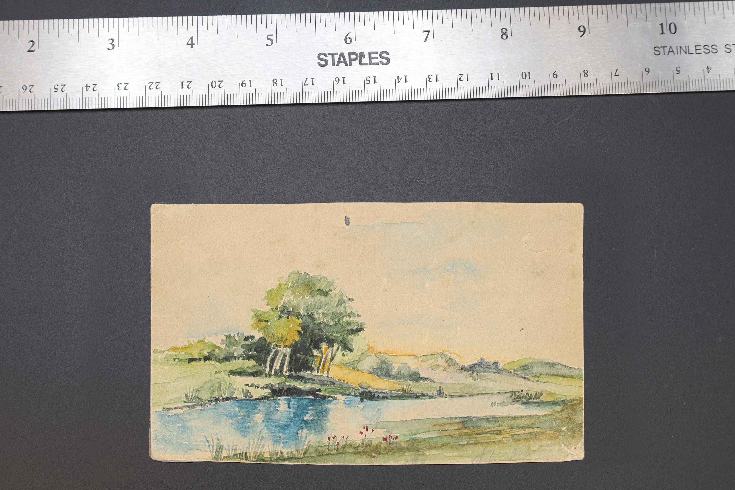 Connemara Landscape In Ireland, Antique 1900s Liberty Style Painting By Paulo Antonini, Italian American Artist, Art Nouveau Drawings