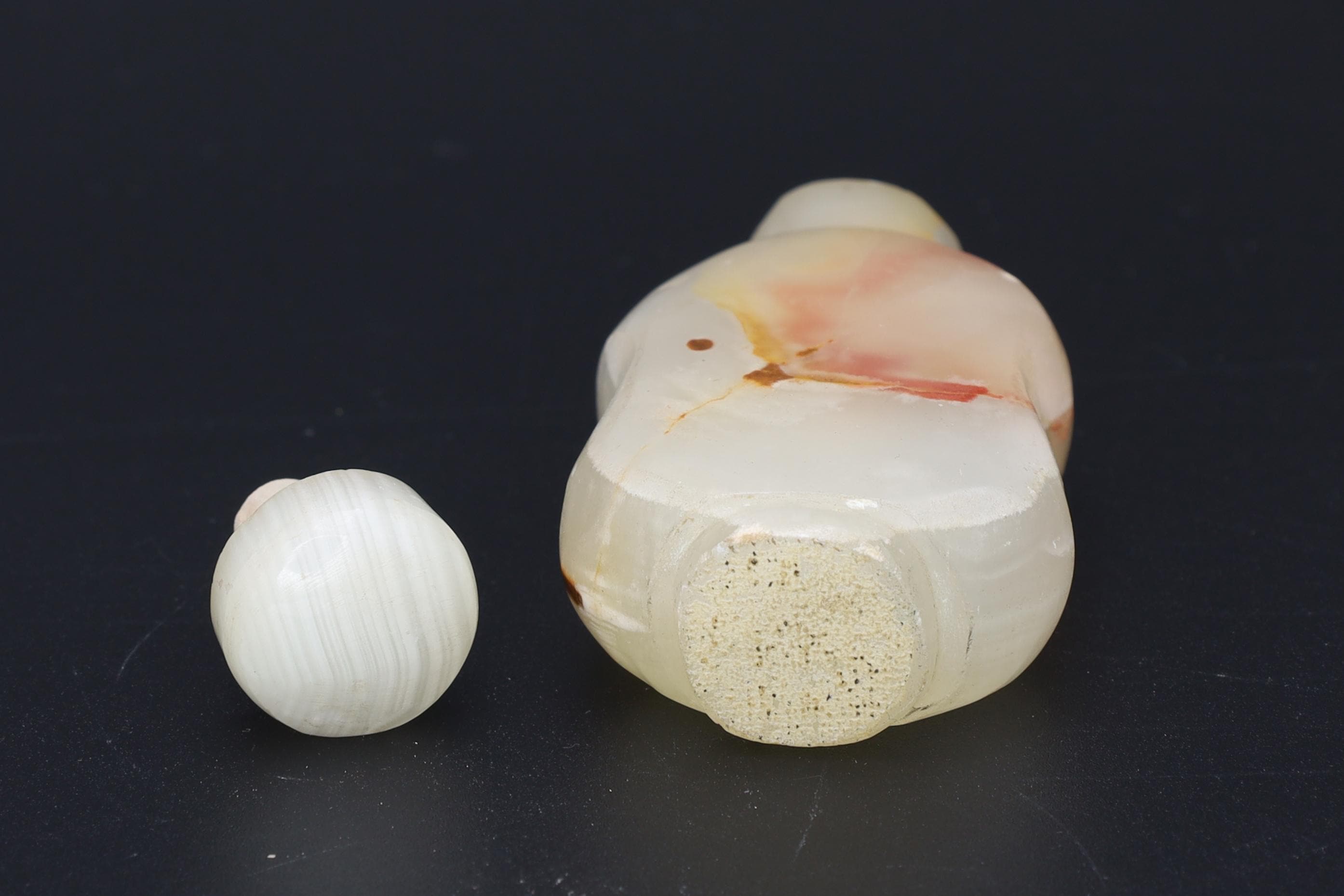 Vintage Early 20th Century Snuff Bottle, Hand Carved Agate Stone, Small Perfume Bottle. Asian Oriental Arts Tobacciana Collectibles