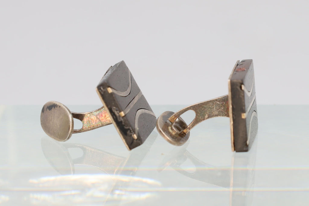 Vintage Mid Century Mens Jewelry Cufflinks, Sterling Silver COF Carl Ove Frydensberg Of Denmark Scandinavian Fashion Accessories, Art