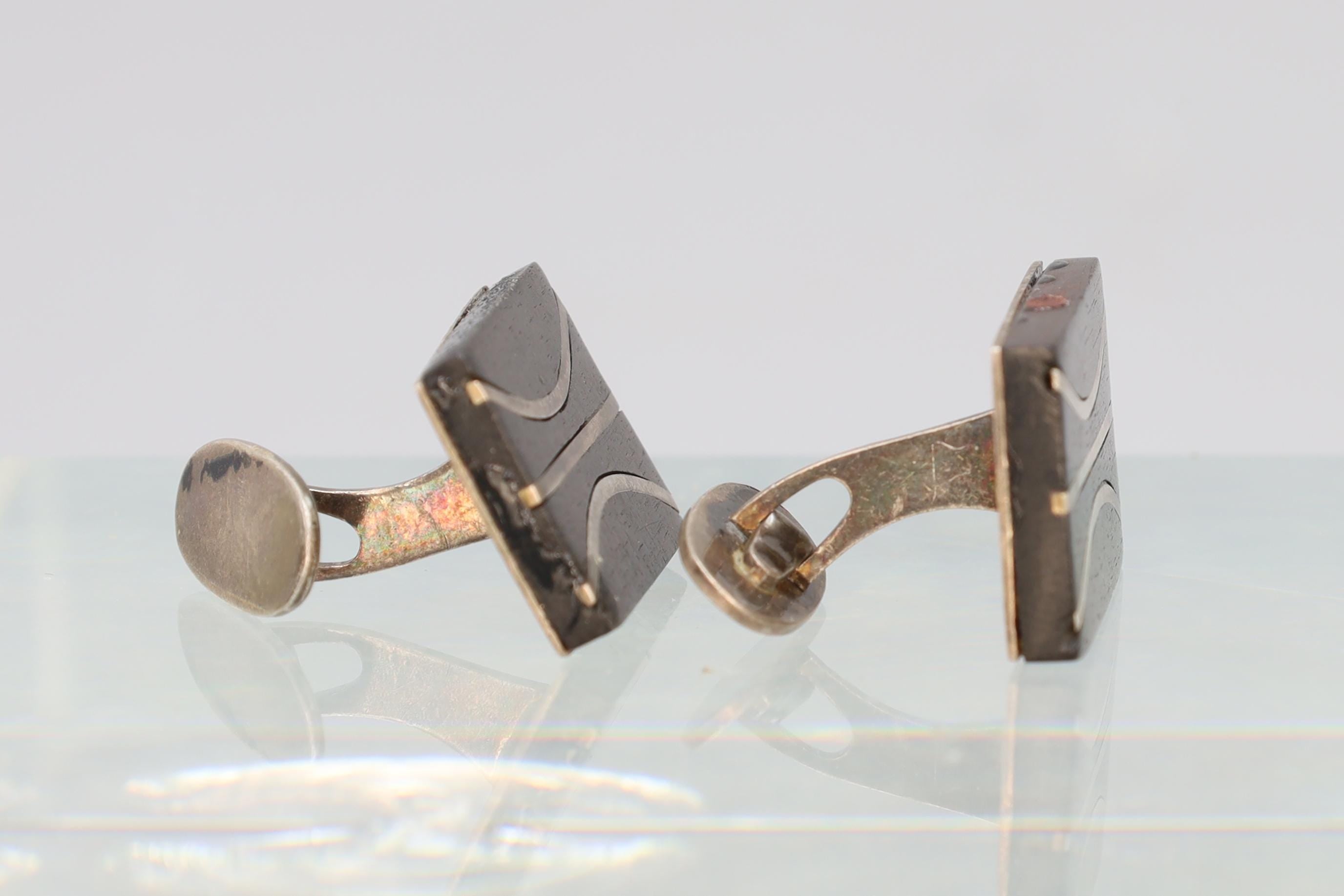 Vintage Mid Century Mens Jewelry Cufflinks, Sterling Silver COF Carl Ove Frydensberg Of Denmark Scandinavian Fashion Accessories, Art