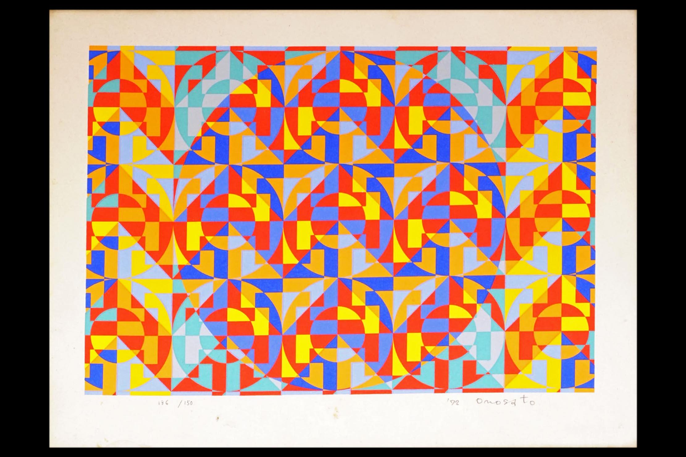 Toshinobu Onosato, Limited Edition Color Serigraph On Paper Depicting A Geometrical Abstract Composition, 1972. Signed And Dated In Pencil