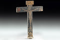 Late 19th Century Catholic Standing Crucifixion, The Holy Cross Of Souls, Cruz De Las Animas, Painted Wood Ex Voto, Mexican Religious Art