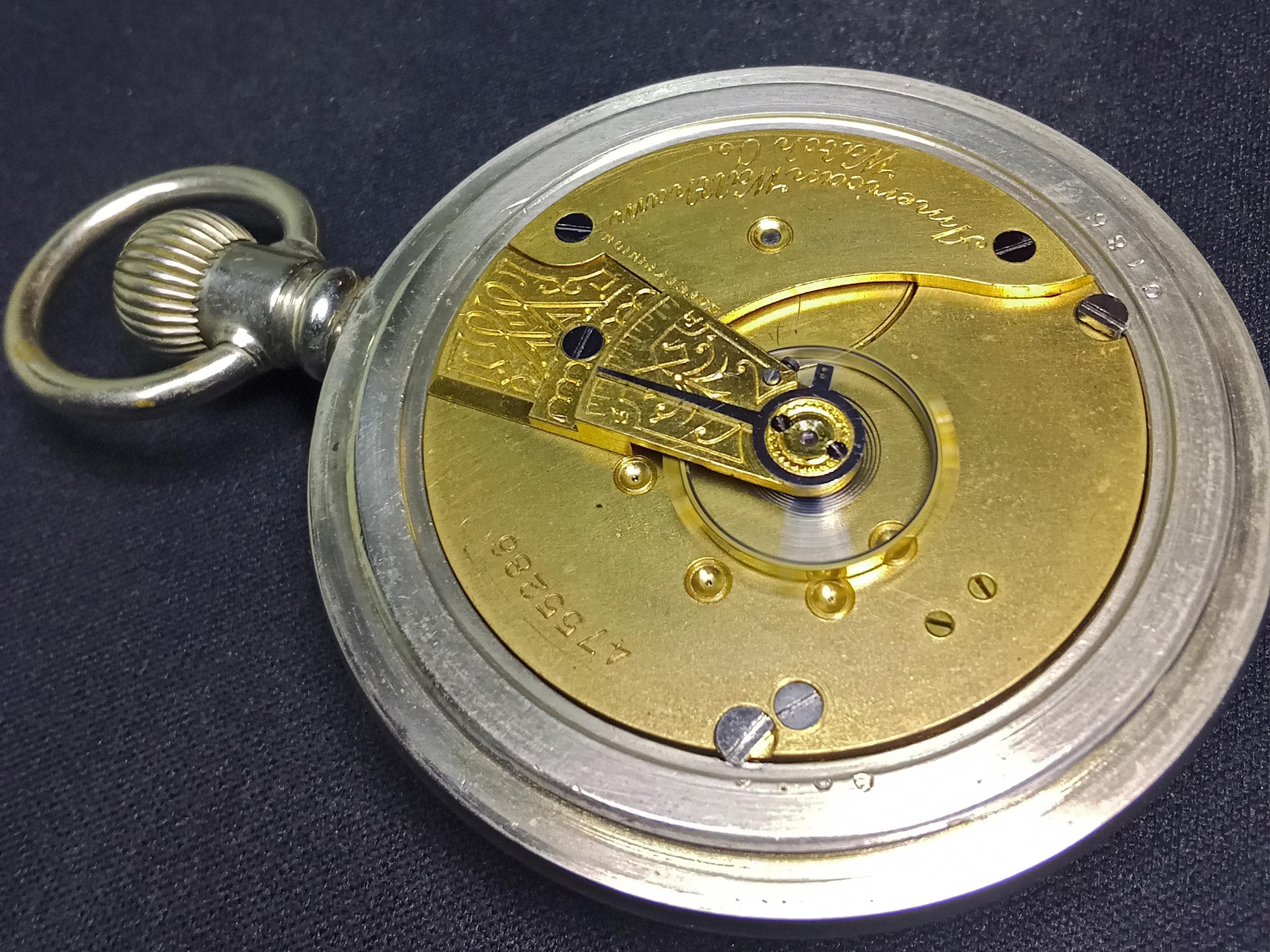 Antique 1890 American Waltham Massachusetts Watch Co Pocket Watch WORKING, Serial 4755286, Grade 1, Size 18s, Seven 7 Jewels, Silverode Case