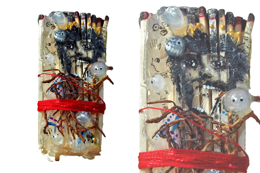 King David, A Small Mixed Media Sculpture, Jewish Expressionism Contemporary Art Figure, Collage, Handmade Gifts and Religious Art