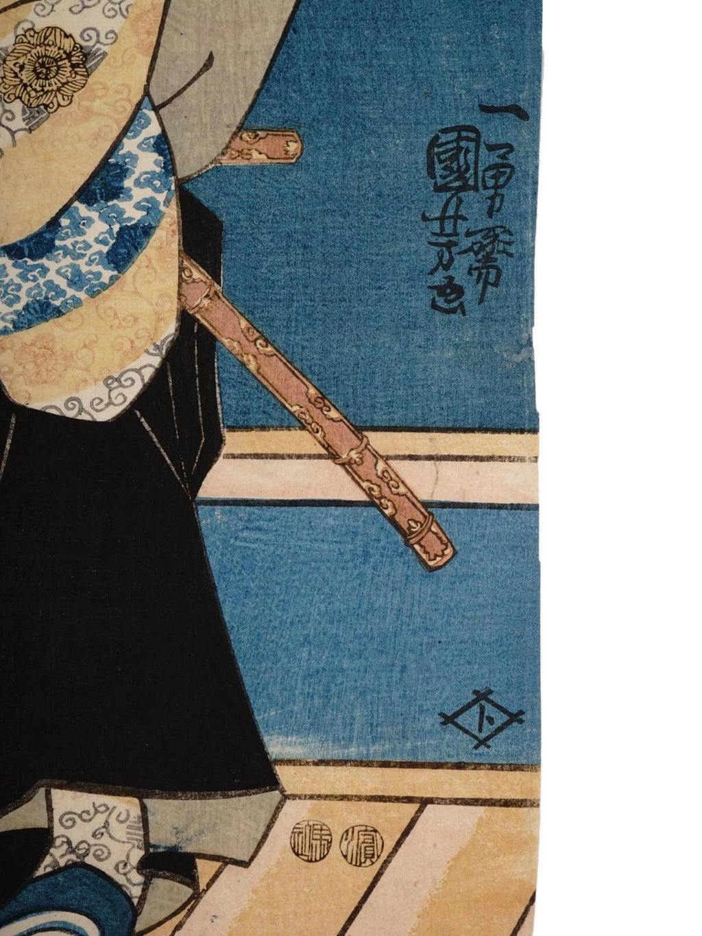 Kuniyoshi Utagawa, Japanese Edo Period, Original Antique Ukiyo-e Woodblock Print 1852, Asian Oriental Art, Kabuki Play Illustration