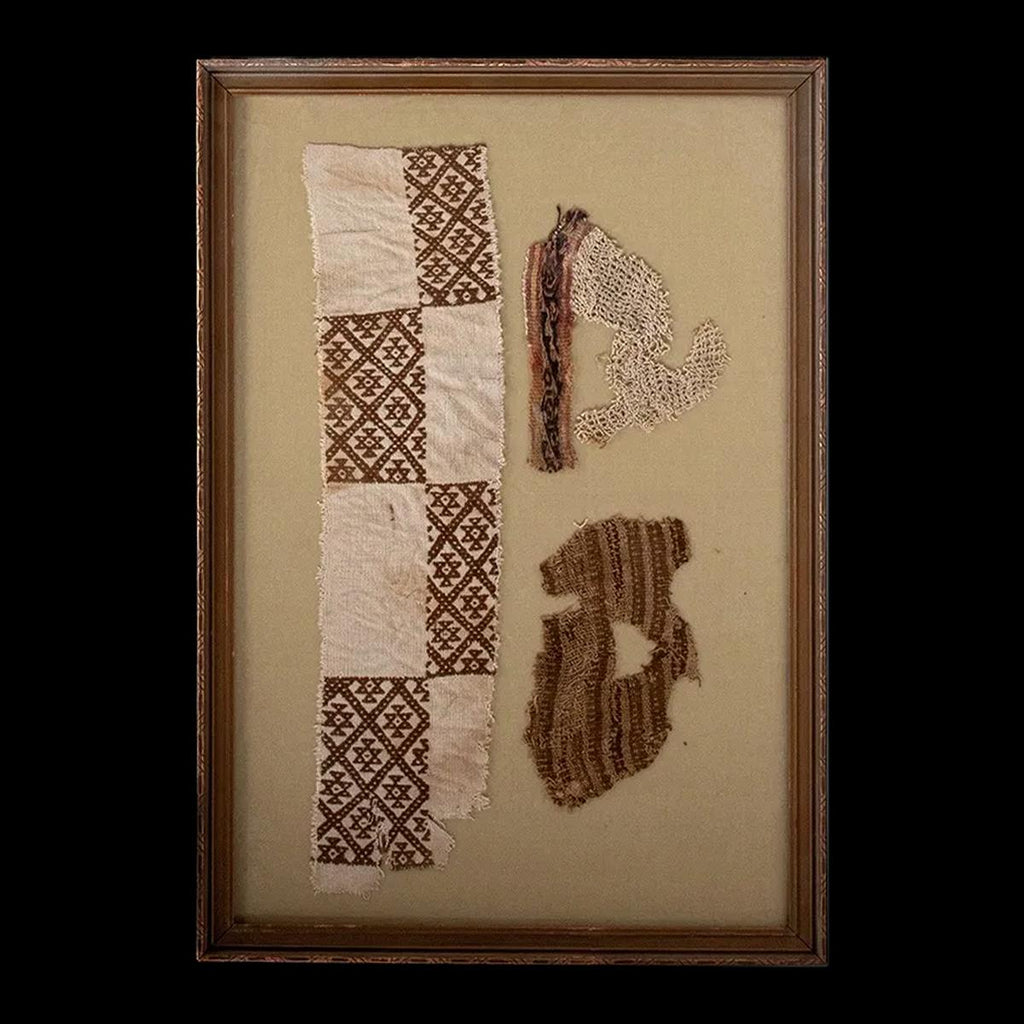 Ancient Chancay Textile, PreColumbian Cultures Of Coastal Peru, Circa 800 To 1200 AD Framed Tapestry Fragments, Prehispanic Art Collectibles