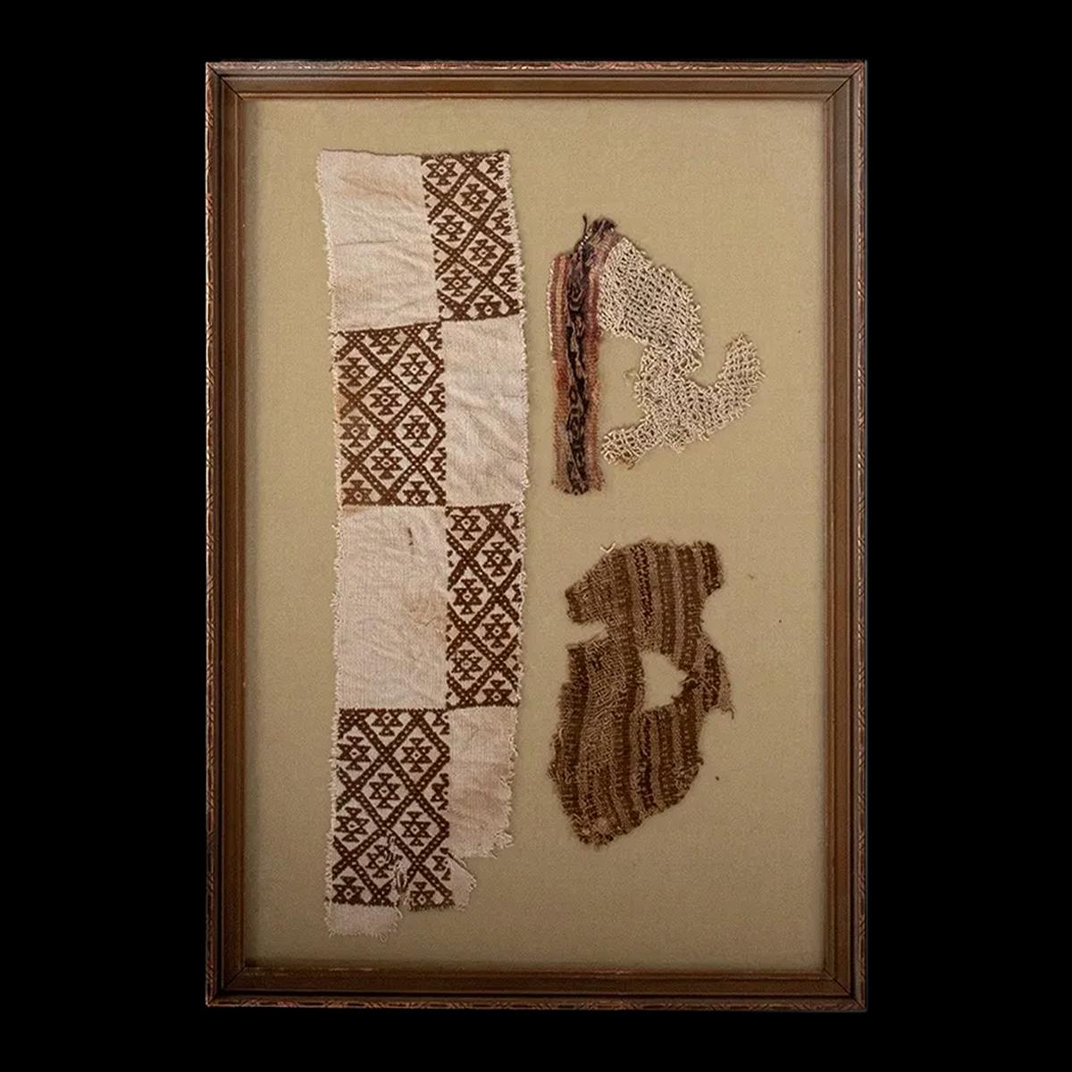 Ancient Chancay Textile, PreColumbian Cultures Of Coastal Peru, Circa 800 To 1200 AD Framed Tapestry Fragments, Prehispanic Art Collectibles