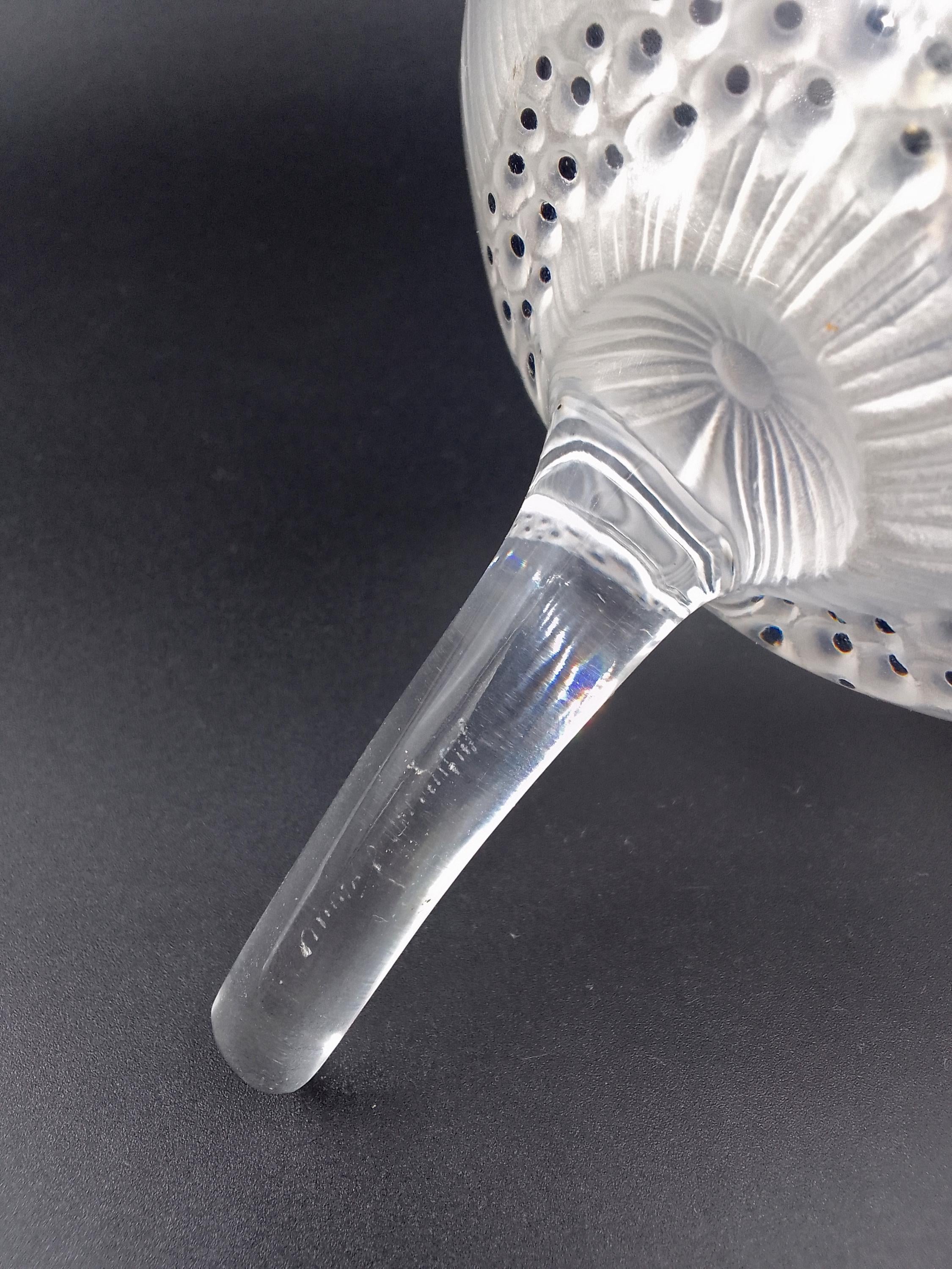Lalique France Anemone Flower Figurine, A Large Figural Paperweight Or Desk Accent, Frosted Glass With Black Accents, Art Deco Style