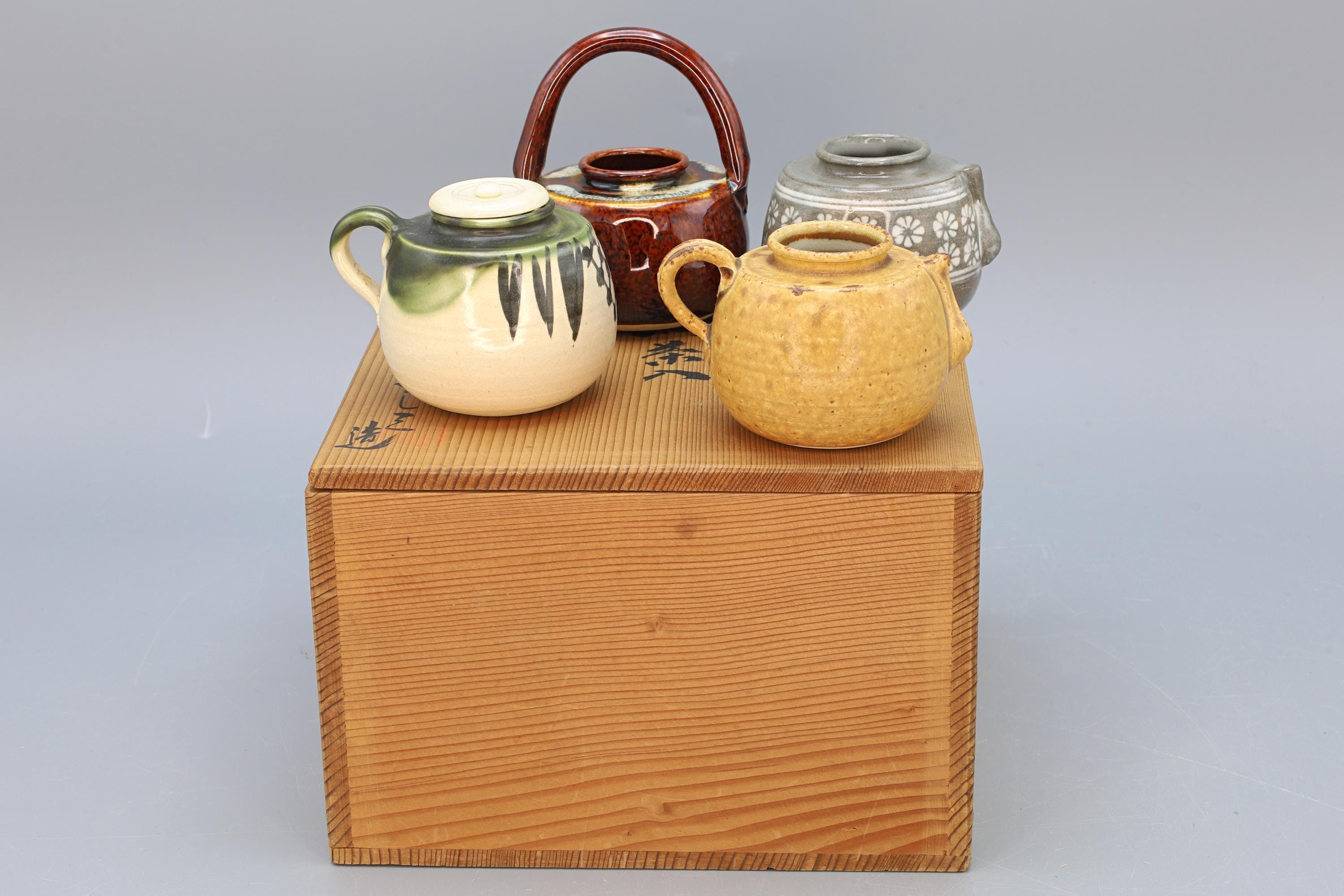 Yoshizo Asami, Vintage 1990s Japanese Ceramics Set Of Four Shiteki Tea Caddies, Seasons Of The Year, Asia Japan Pottery Art, Kyoto Ware
