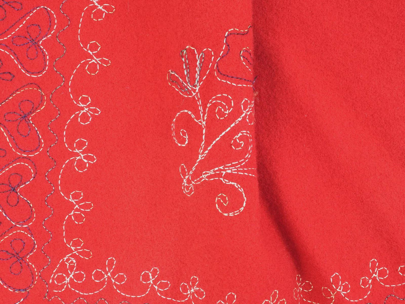 Traditional Central Asia Jacket, Red And Embroidered Floral Details, Baluchi Or Kerman, Early 20th Century Ethnic Clothes