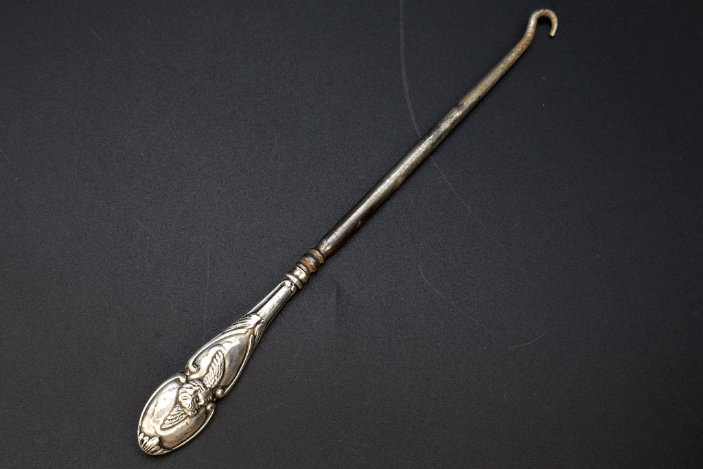Antique Birmingham 1907 Button Hook, Henry Matthews Art Nouveau Sterling Silver, Edwardian England Dressing Tools, Fashion Accessories