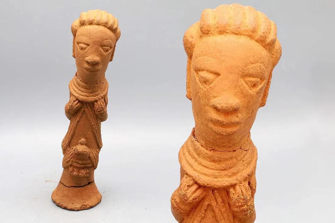 Ancient Africa NOK Terracotta Male Tribal Chief Figure Ca 200 BC To 200 AD, Ethnographic Arts, West Africa Antiquities Sculpture And Art