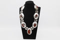 Vintage 1990s, Artisan Handmade Jewelry Piece, 925 Silver Southwestern Americana Massive Statement Necklace, Concho Necklace With Faux Amber