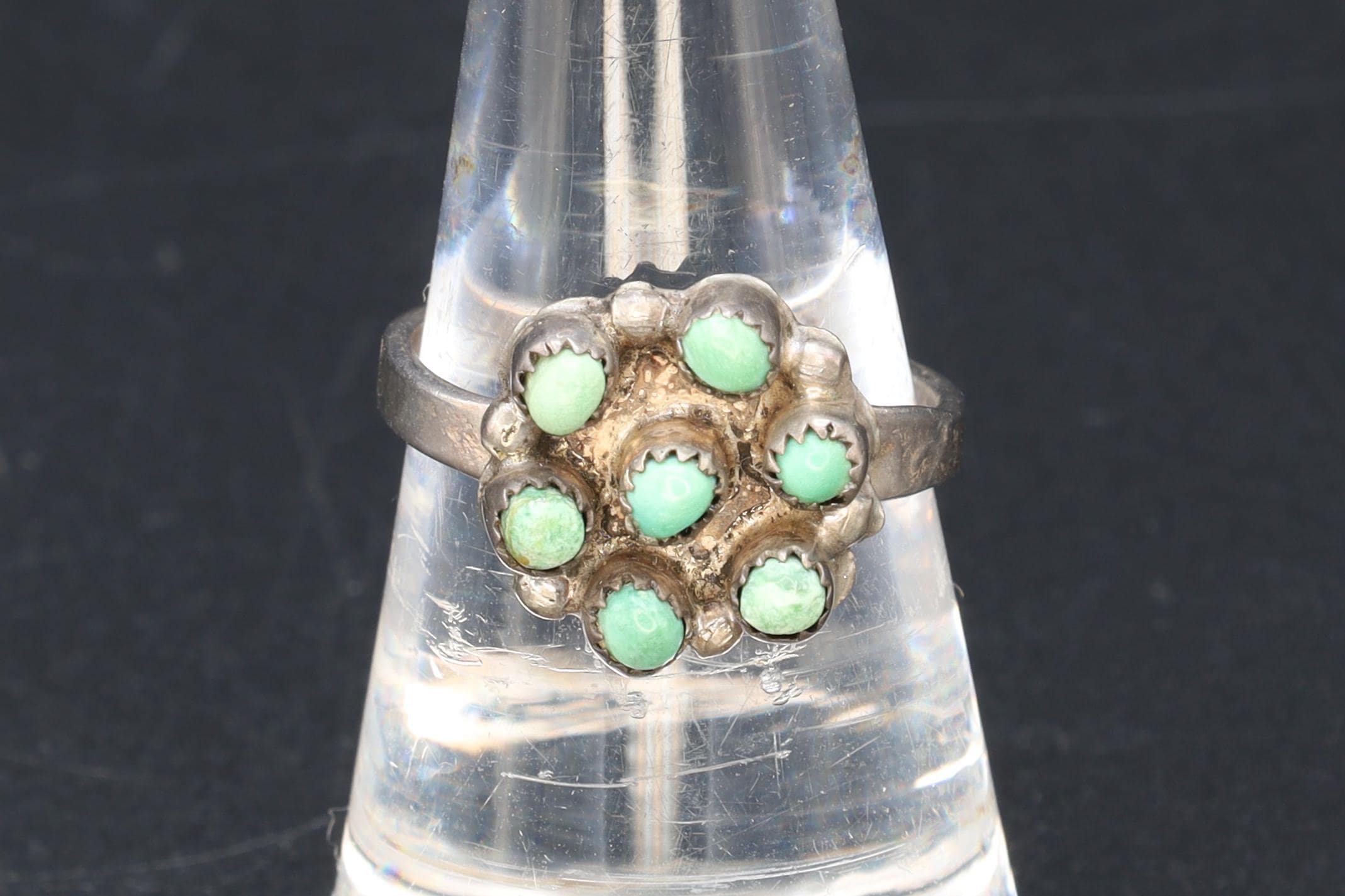 Turquoise Ring Size 7 USA Charts, Snake Eyes Multi Stone, Southwestern Americana Fashion Accessories, Navajo Zuni Style Jewelry