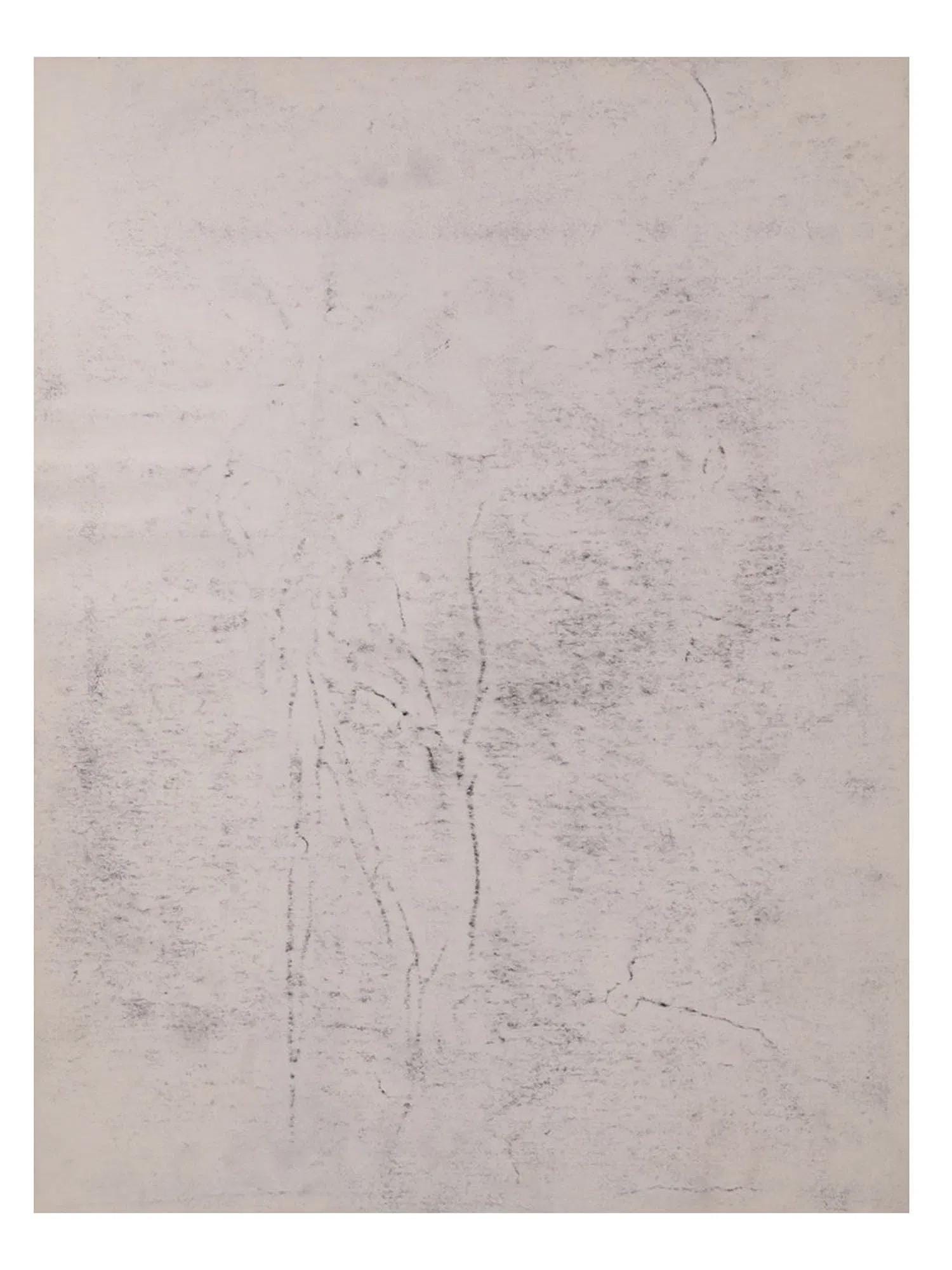 Mixed Media Artwork By Italian Artist Roberto Barni, Black Pastel On Paper, Hand Signed, European Contemporary Art