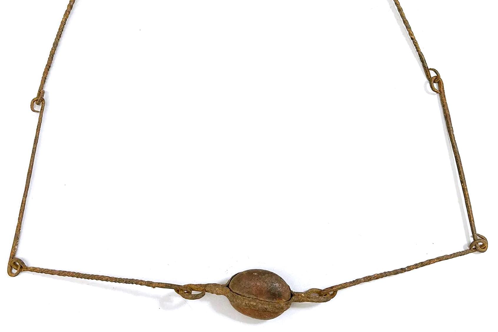 Early 20th Century, Dogon Jewelry, An Extremely Rare Finding, Handmade Chain And Pendant Necklace Of Forged Iron Metal, Mali, West Africa