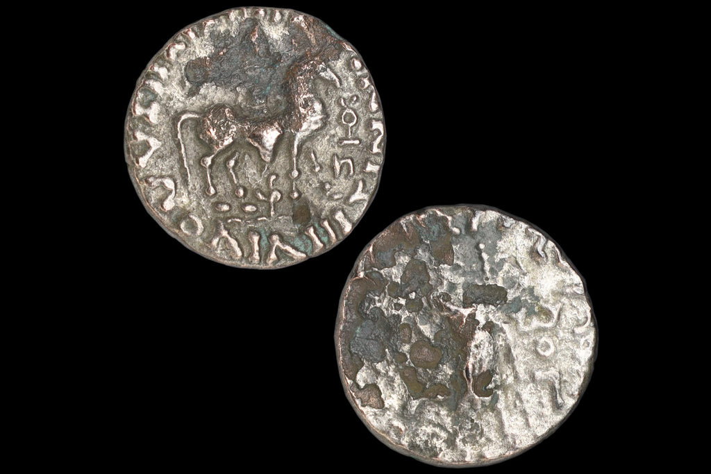 Ancient 1st Century BCE Hellenistic Billon Coin, Indo Scythian Kingdom Of Azes II, Bactria In Central Asia, Numismatics And Collectibles