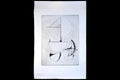Italian Futurism Artwork By Carlo MO, Hand Signed 1980s Art Etching, Project Of Modernist Sculpture, Rare Artist Proof Copy Piece