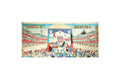 Antique 1870s Triptych Of Ukiyo-e Color Woodblock Print By Harunobu Hishikawa, Sumo Tournament, Triptych Panels Set, Asian Arts
