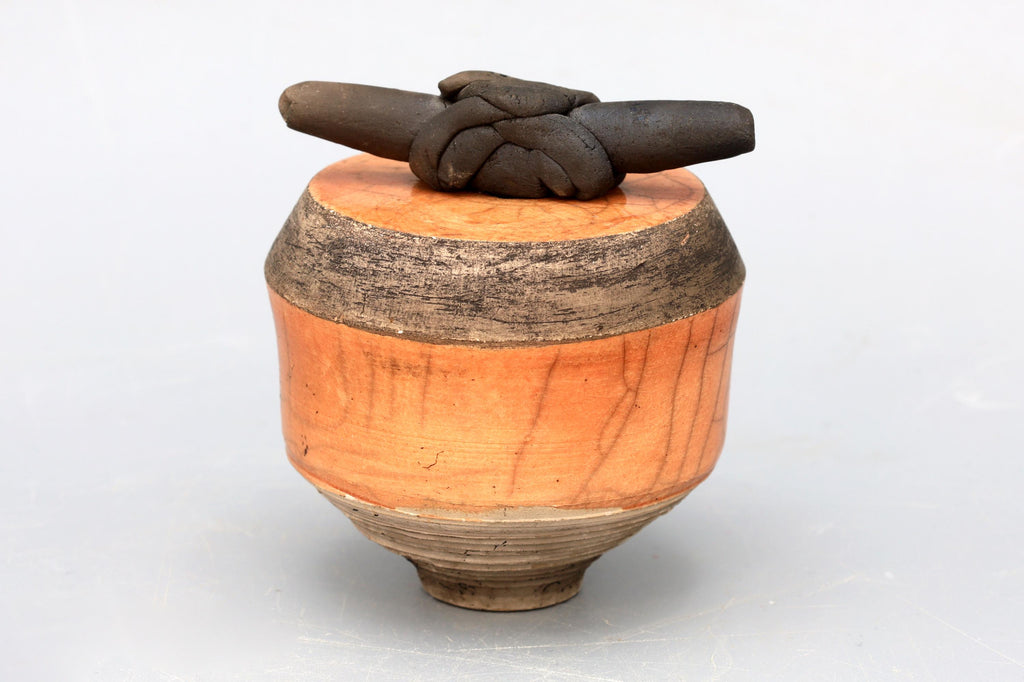 Perfume Bottle With Applicator, American Ceramic Art Piece By Janet Barsky 1995, Fine Arts Pottery