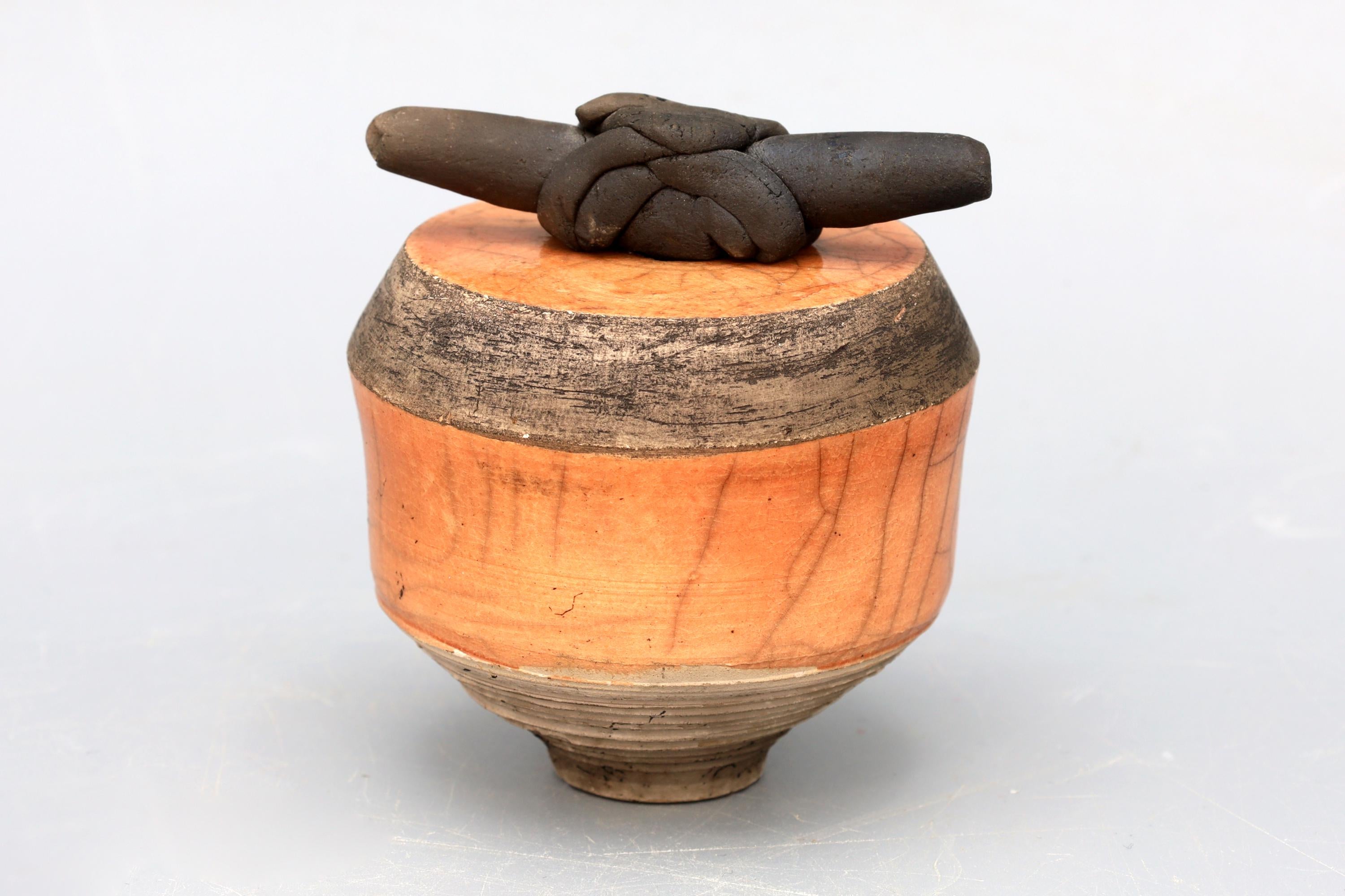 Perfume Bottle With Applicator, American Ceramic Art Piece By Janet Barsky 1995, Fine Arts Pottery