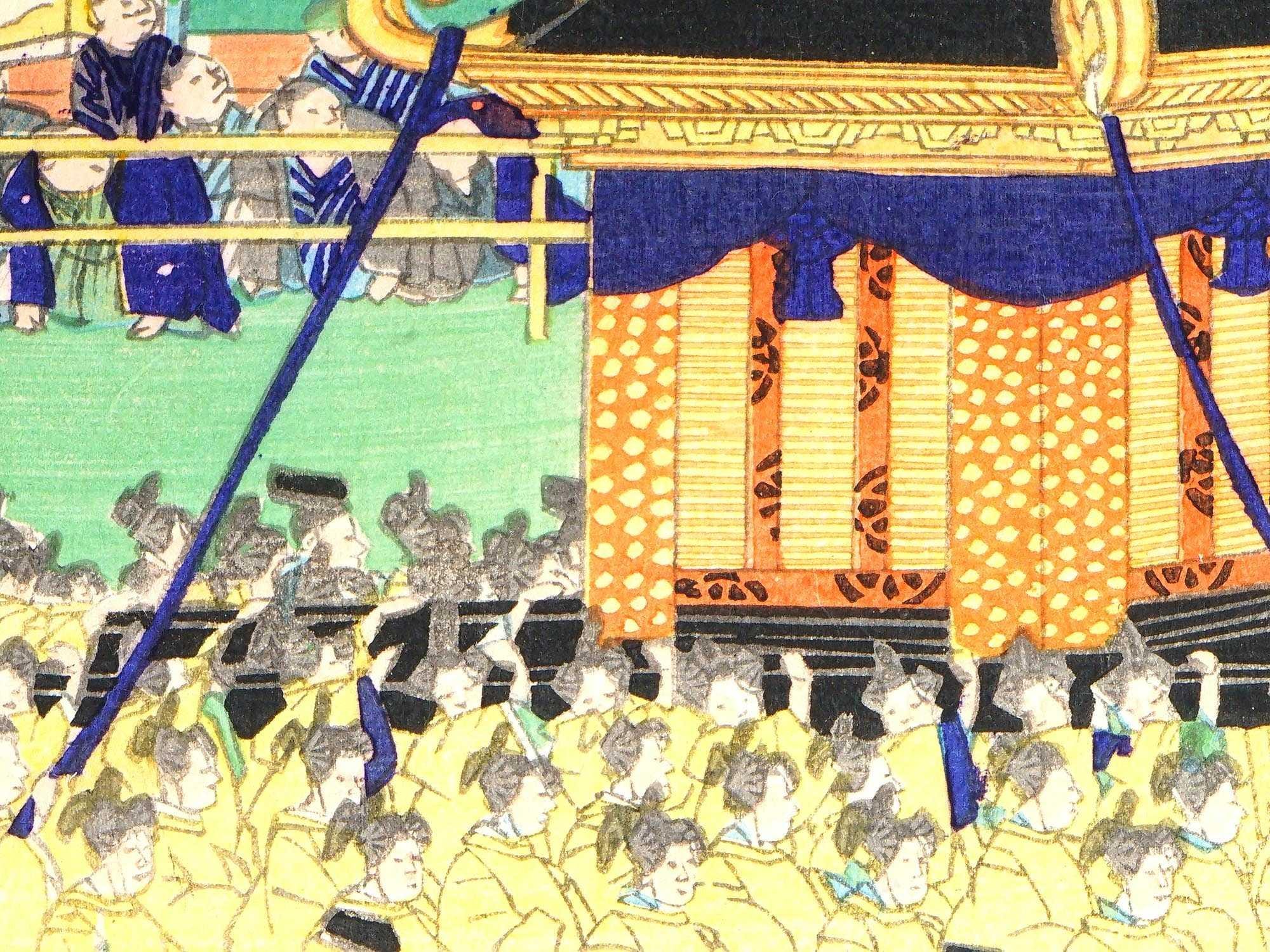 View of Gofukubashi From Hitotsubashi Torimachi, Tokyo Japan 1887, Japanese Woodblock By Yoshifuji Utagawa, East Asian Oriental Art Print