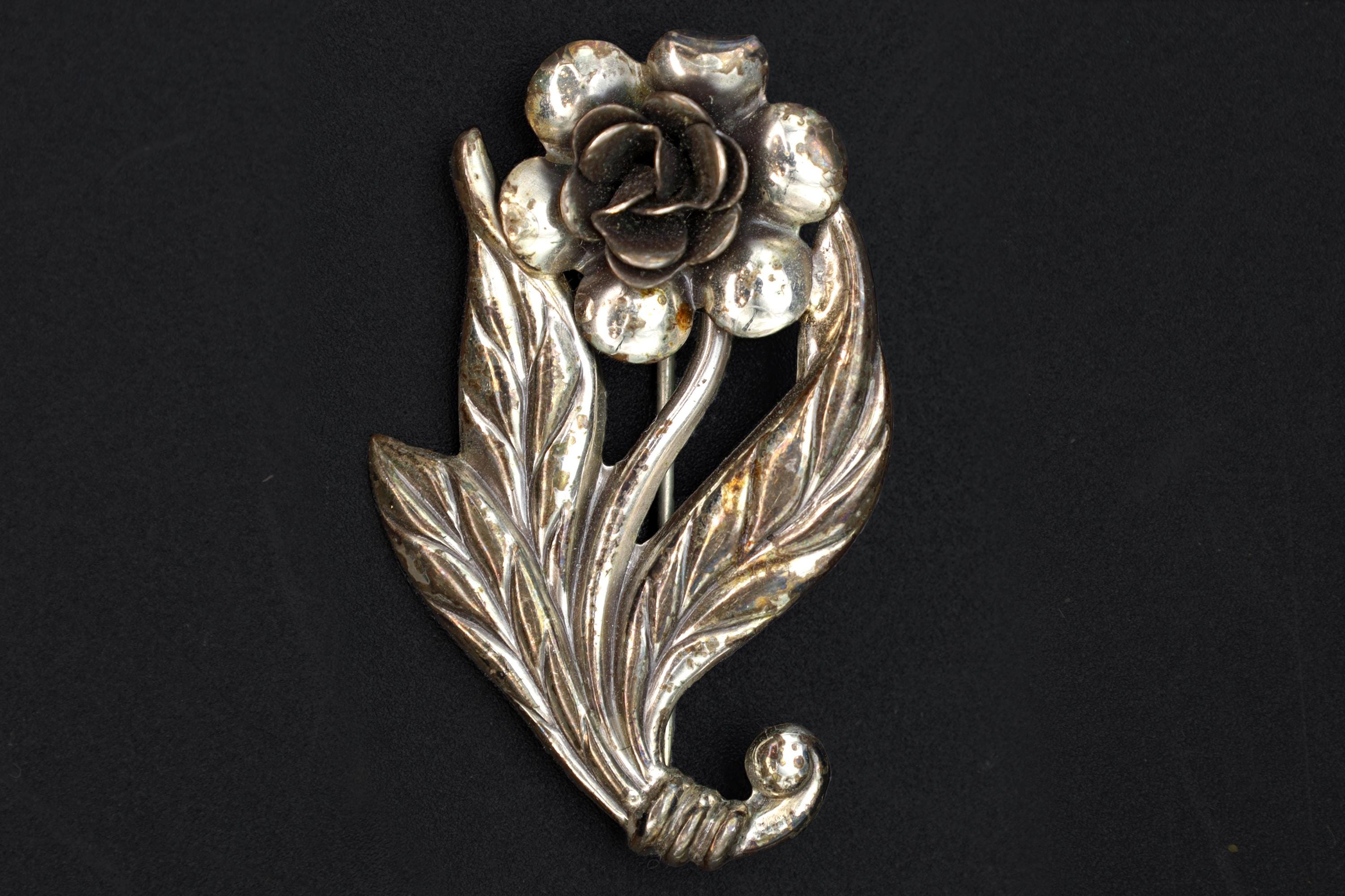 Mid Century Danecraft Jewelry, A Floral Design Brooch Pin, Sterling Silver With Hallmarks, Retro American Fashion, Primavera Designs