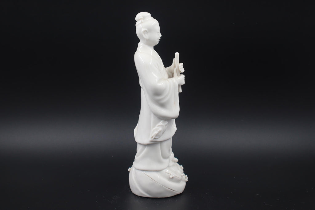 Antique Early 20th Century Dehua, Blanc De Chine Porcelain Statuette Of Guanyin, Female Bodhisattva, Asian Folk Religions, Buddhism Decor