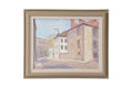 Vintage 1983 Art Painting Signed By Marc Tanguay. Oil On Board Depicting Vitry Sur Seine, Paris City Street, Architecture