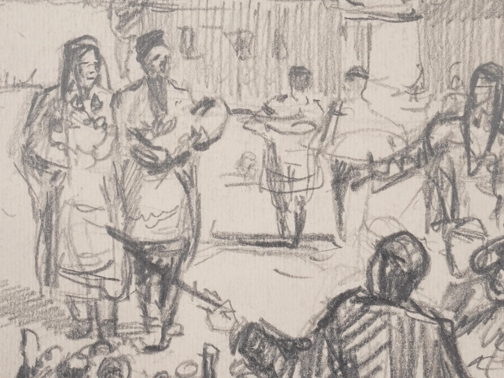 Igor Alexandrovich Ershov, Vintage 1940s Russian Soviet Union. Sketch Pencil Drawing On Paper, The Birth Of A Son, Signed Dated Lower Right