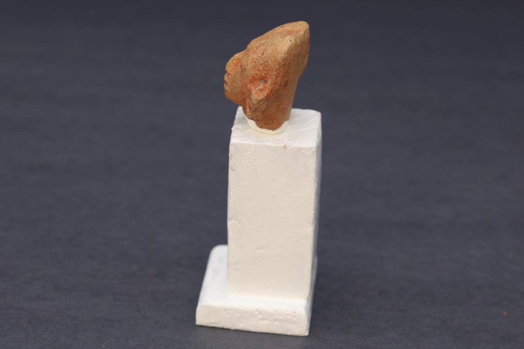 Maya Head Idol With Earrings, PreColumbian Ceramic Figurine, Mayan Campeche Classic Period Circa 950 AD, Prehispanic Mexico Antiquities Art