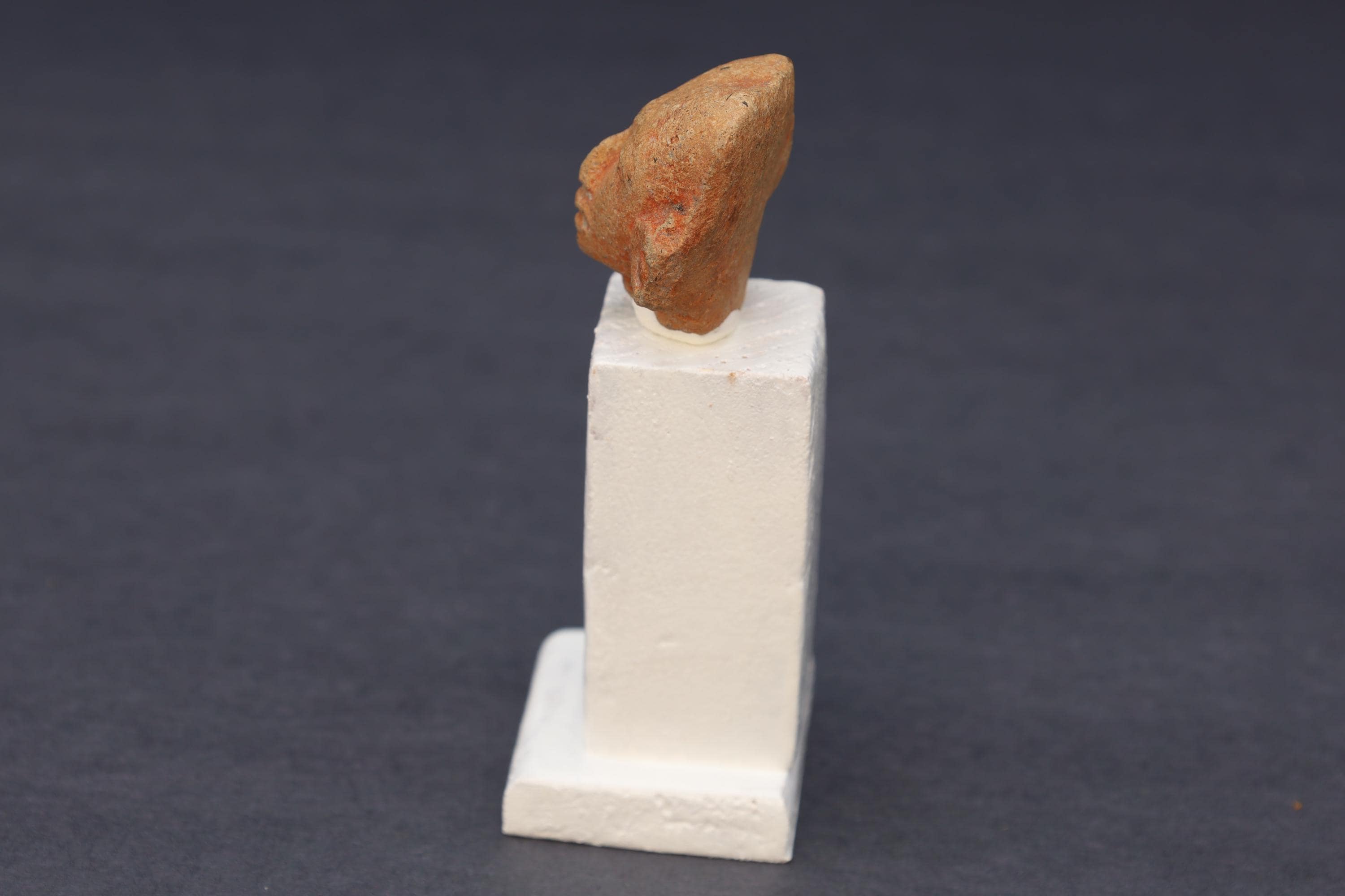 Maya Head Idol With Earrings, PreColumbian Ceramic Figurine, Mayan Campeche Classic Period Circa 950 AD, Prehispanic Mexico Antiquities Art