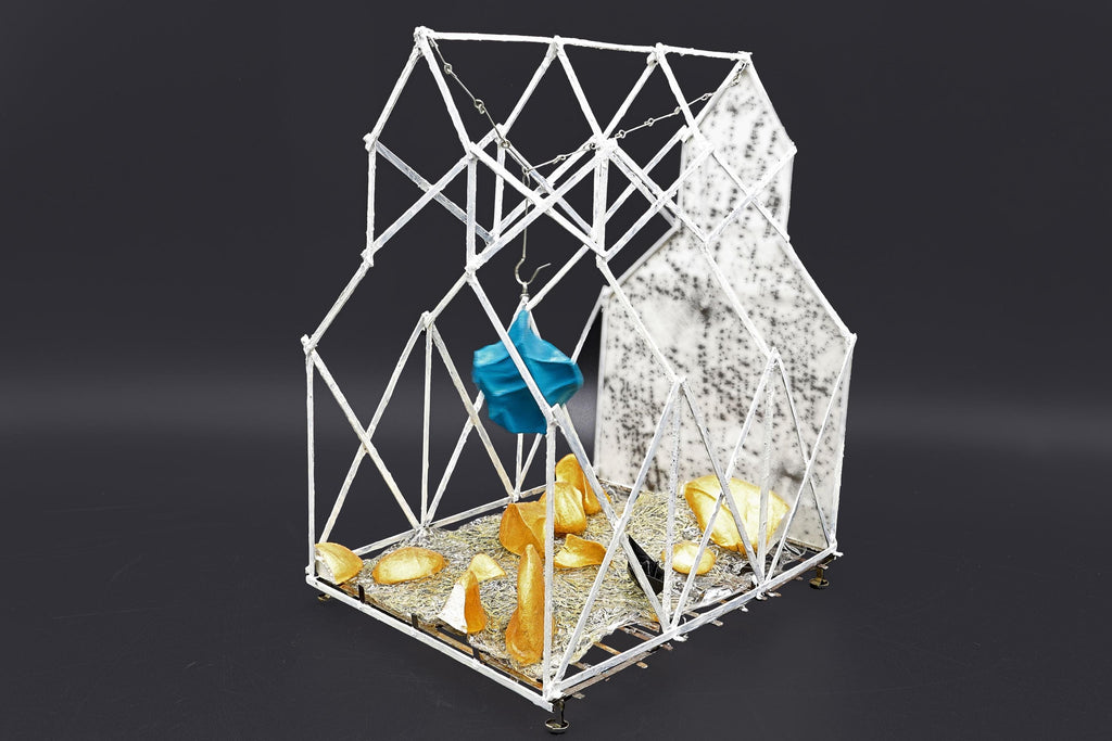 Saint Agiax O Meteoritis on his fly over the Dodecanese Islands, Project For A Chapel, Architecture Models Handmade Metal Sculpture Artwork