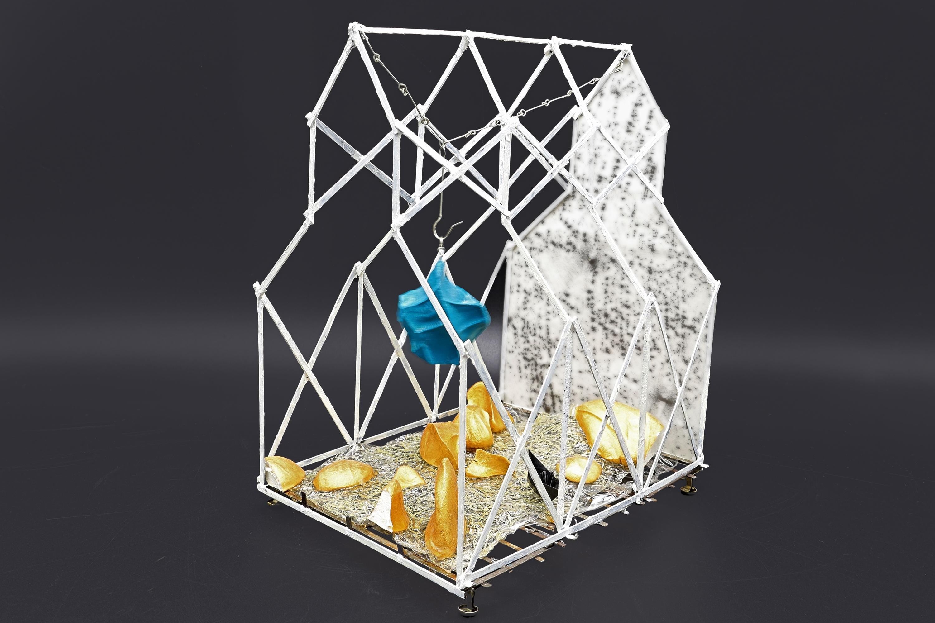 Saint Agiax O Meteoritis on his fly over the Dodecanese Islands, Project For A Chapel, Architecture Models Handmade Metal Sculpture Artwork