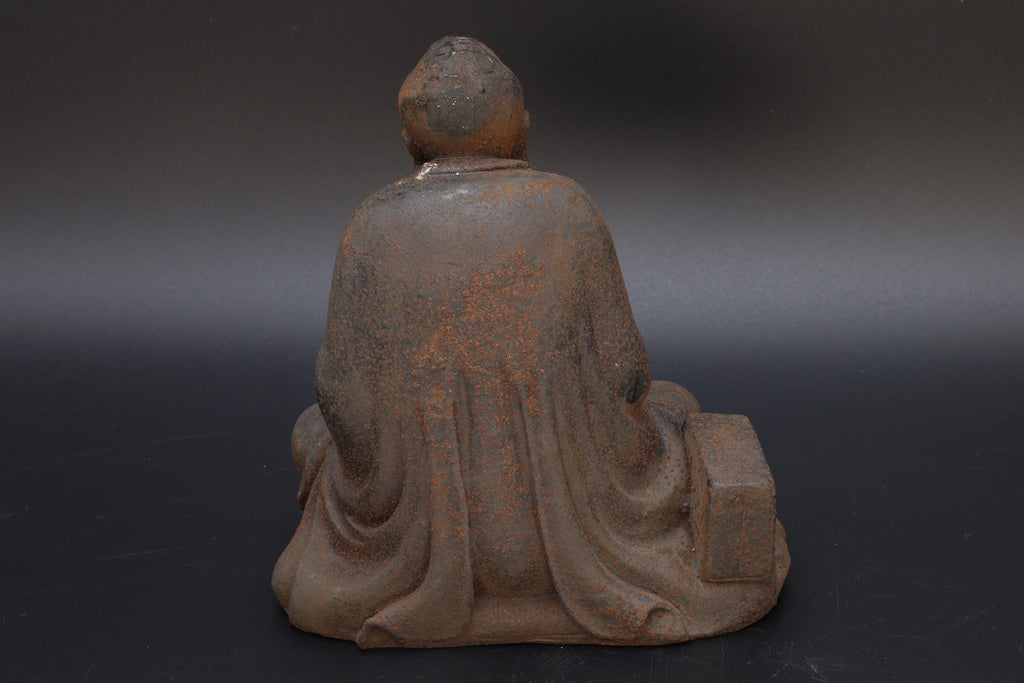 Arhat, Buddhist Monk In Meditation, Cast Bronze, Dated As Early 20th Century, Late Qing Dynasty Or Republic Period. Oriental Sculpture Art