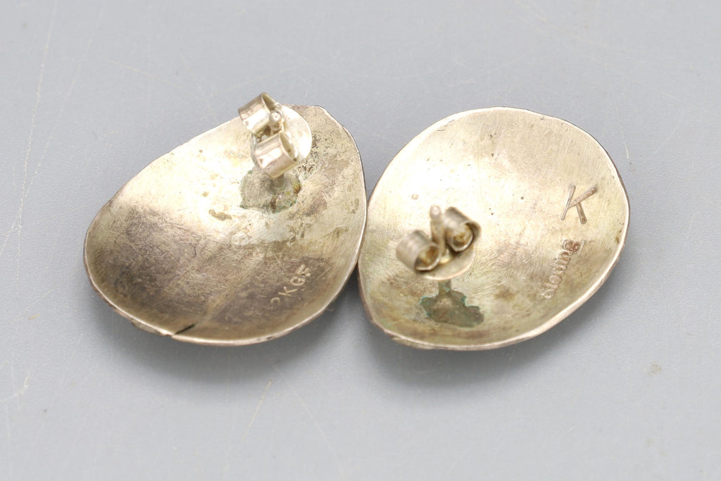 Vintage Navajo like Studs By Keith James, Sterling And Gold Wash, Dancing Kokopelli Kachina Jewelry, Southwester Fashion Accessories