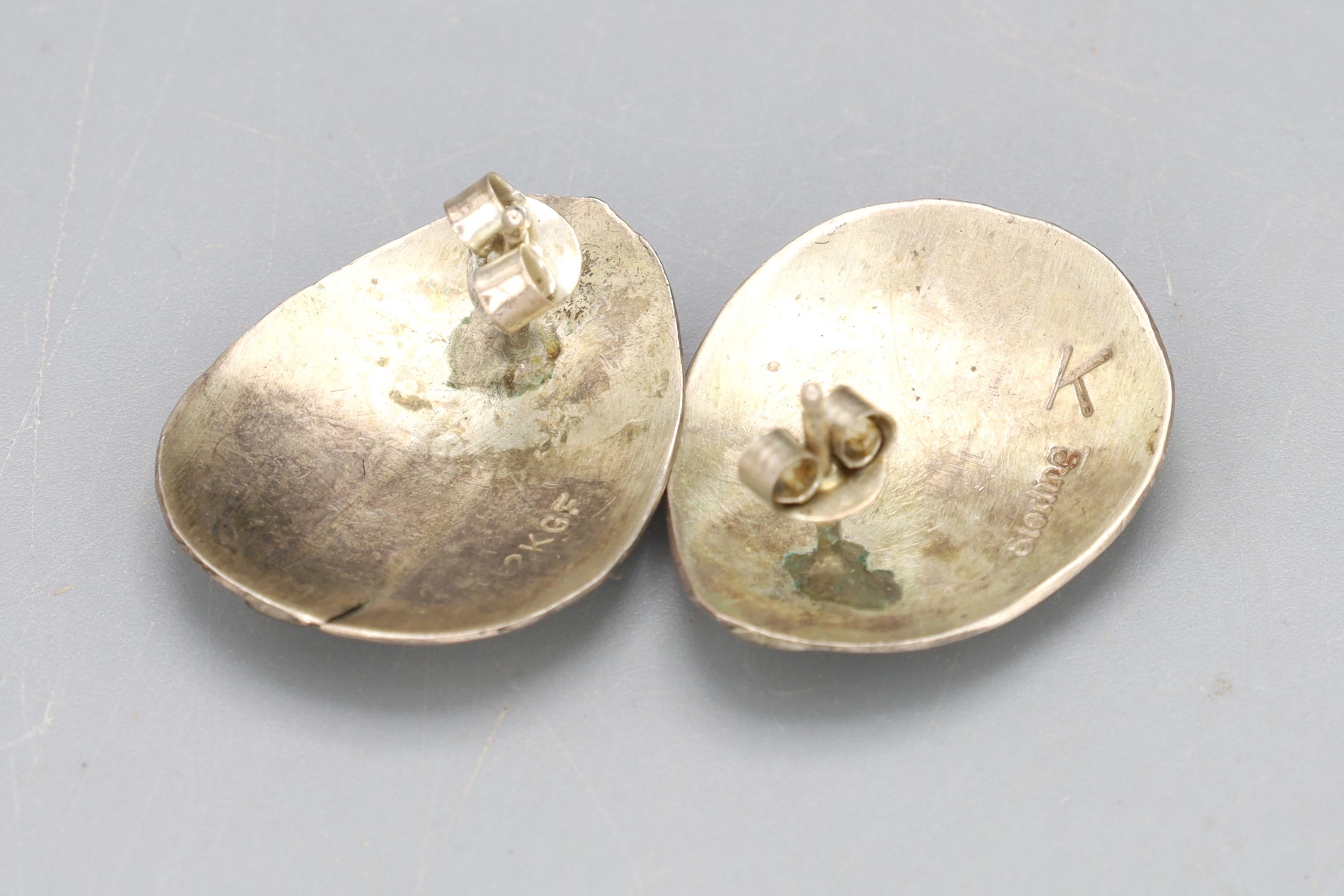Vintage Navajo like Studs By Keith James, Sterling And Gold Wash, Dancing Kokopelli Kachina Jewelry, Southwester Fashion Accessories