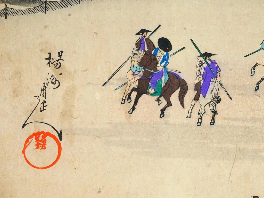Yoshu Chikanobu, Nishiki-e Japanese Meiji Era Military Artwork Illustration Triptych, Asian Oriental Art Ukiyoe Print