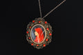 Saint Fabiola Of Rome, Antique 800 Silver Brooch Pin With A Hand Painted Religious Icon Medaillon, Italy 925 Silver Rolo Chain Jewelry