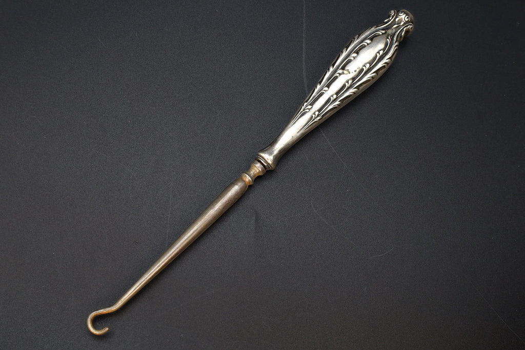 Antique 1890s Button Hook In Art Nouveau Style, American Sterling Silver, Victorian Era Dressing Tools, Fashion Accessories And Collectibles