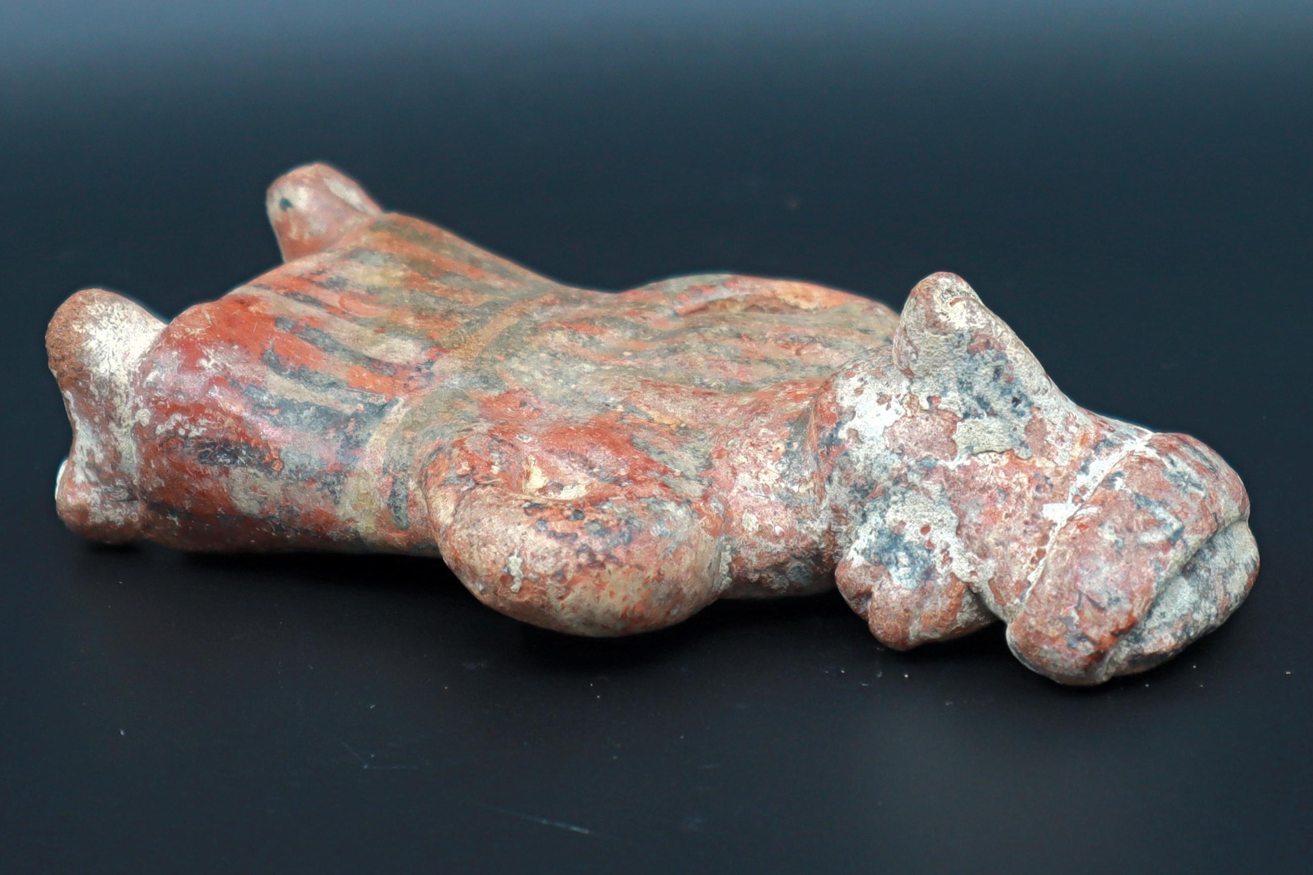 Ancient Pre Columbian Nayarit Pottery Chief, Priest Figure With Dress, Chinesco Type 300 BCE to 300 AD, West Mexico, Mesoamerican Burial Art