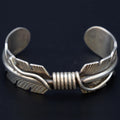 Navajo Mike Thomas Jewelry, Cuff Bangle Made Out Sterling Silver, Falcon Feathers, Southwestern Americana Fashion Accessories