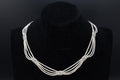 Turkish Ottoman Style Necklace, Multi Strand 925 Silver Wheat Chain, Niello Station Accents, Vintage Islamic And Caucasus Folk Jewelry