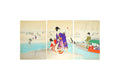 Clam Digging, Antique 1897 Triptych Of Ukiyo-e Color Woodblock Print By Chikanobu Yoshu, East Asia Oriental Art Print Collectibles